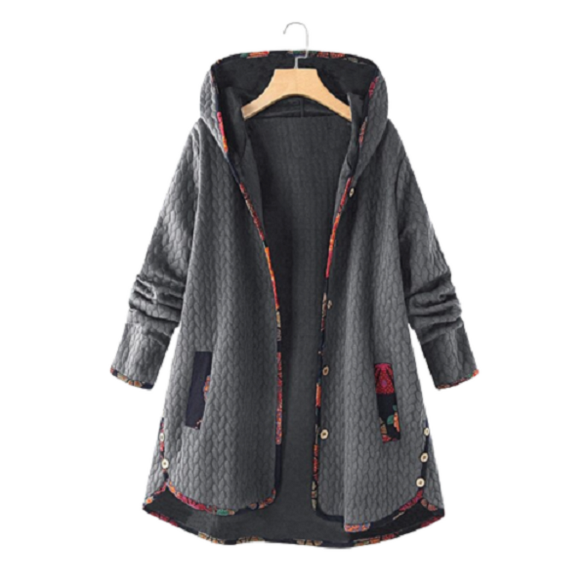 Women’s Hooded Quilted Coat – Longline Textured Layer for Relaxed Winter Styling