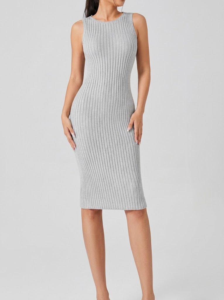 Dames ribgebreide midi-rok co-ordset - cropped, losvallende top met lange mouwen en aansluitende rok voor werk en in de stad