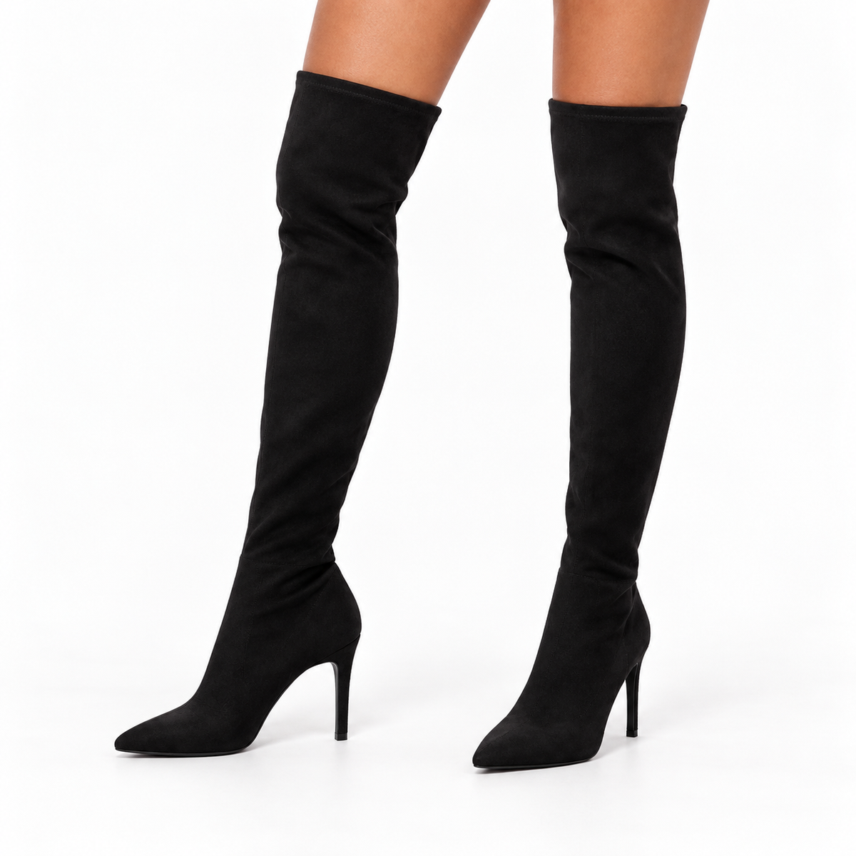 Botas de ante para mujer por encima de la rodilla con tacón - Estilo de tacón de aguja y punta fina para las tardes elegantes de otoño e invierno y las ocasiones sociales sofisticadas
