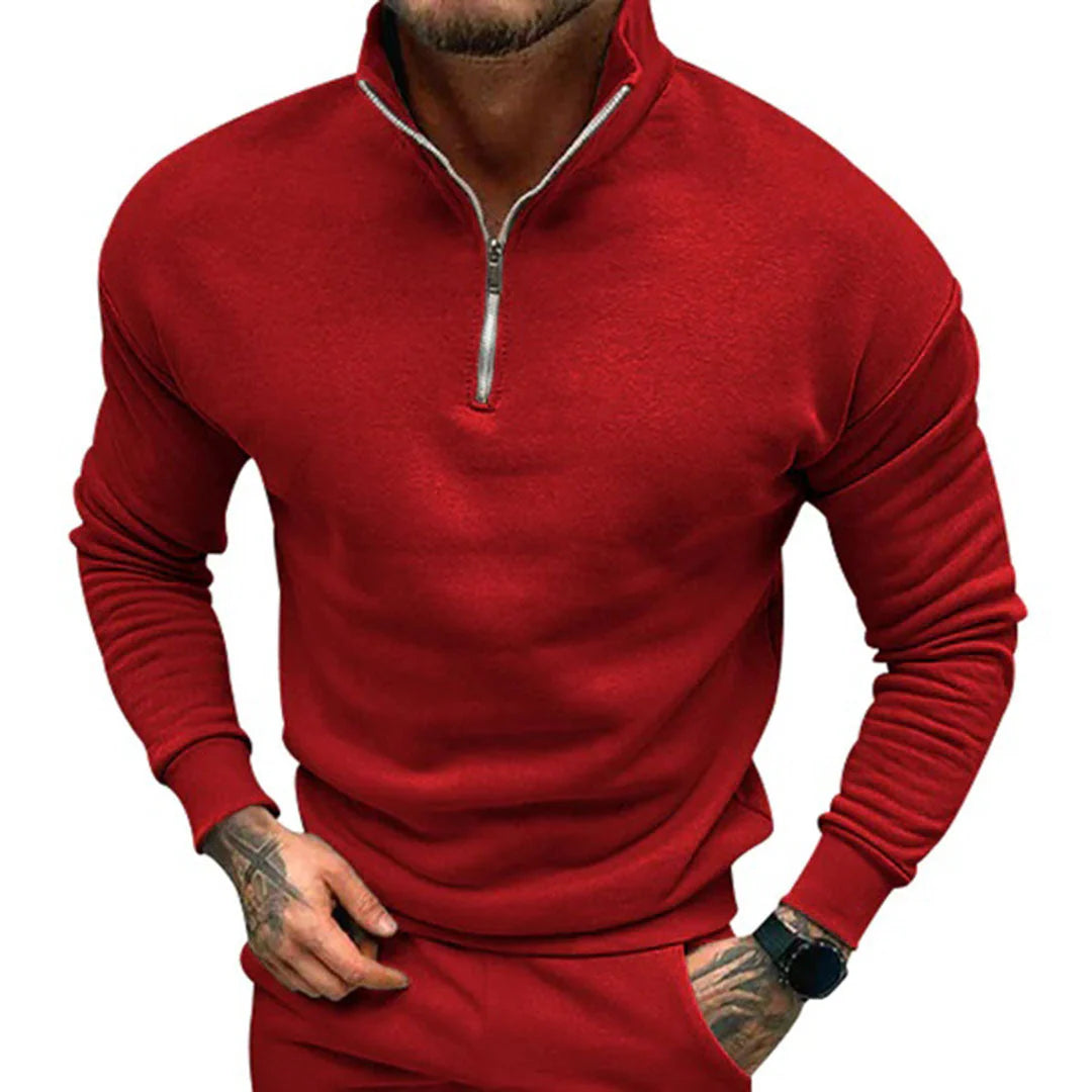 Men’s Half Zip Knit Jumper Clean Minimal Pullover Style