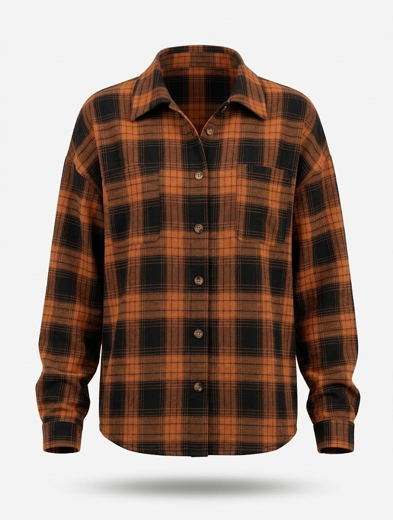 Oversized skjorte med print til kvinder – afslappet stil med knapper foran til lag-på-lag-look i hverdagen