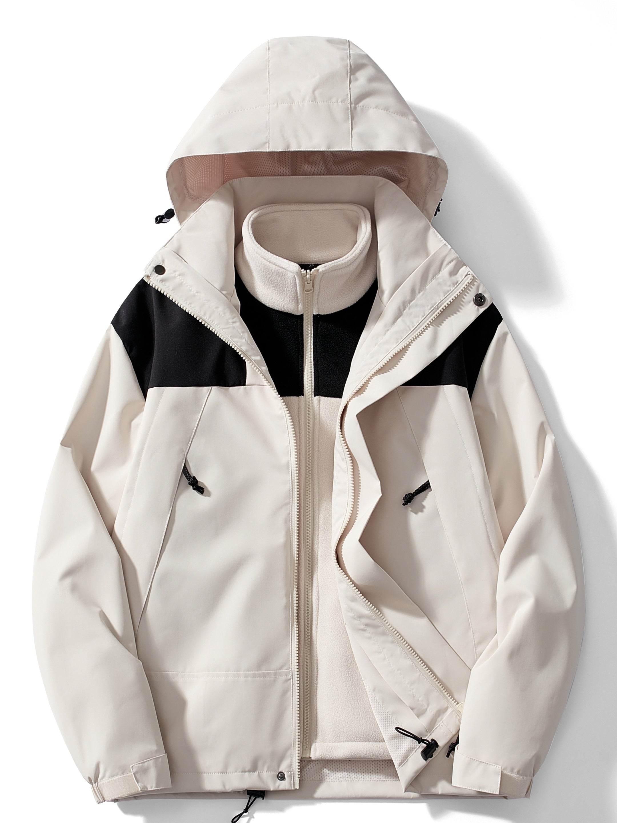 Chaqueta de exterior 3 en 1 para hombre: capa de invierno con capucha y chaqueta interior extraíble