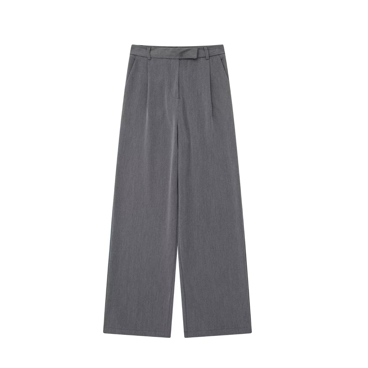 Pantaloni sartoriali da donna a vita media e gamba larga - modello lungo e leggero in misto cotone per ufficio, look smart casual primaverili ed estivi e uso quotidiano