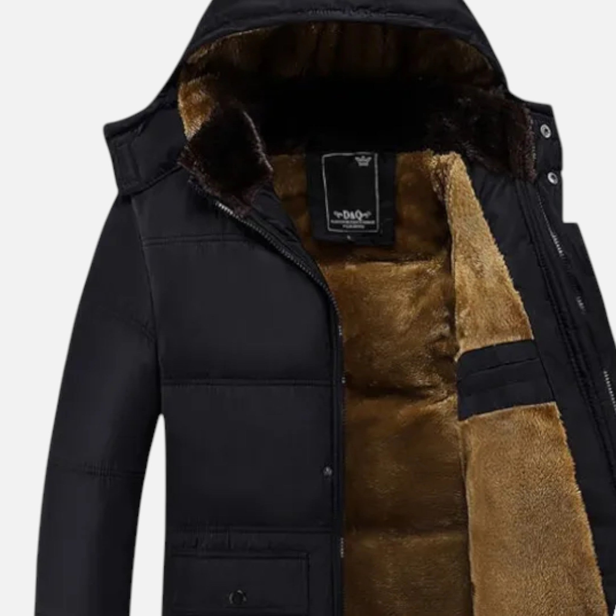 Valmonti | Men’s Cotton-Padded Hooded Jacket with Fur Lining