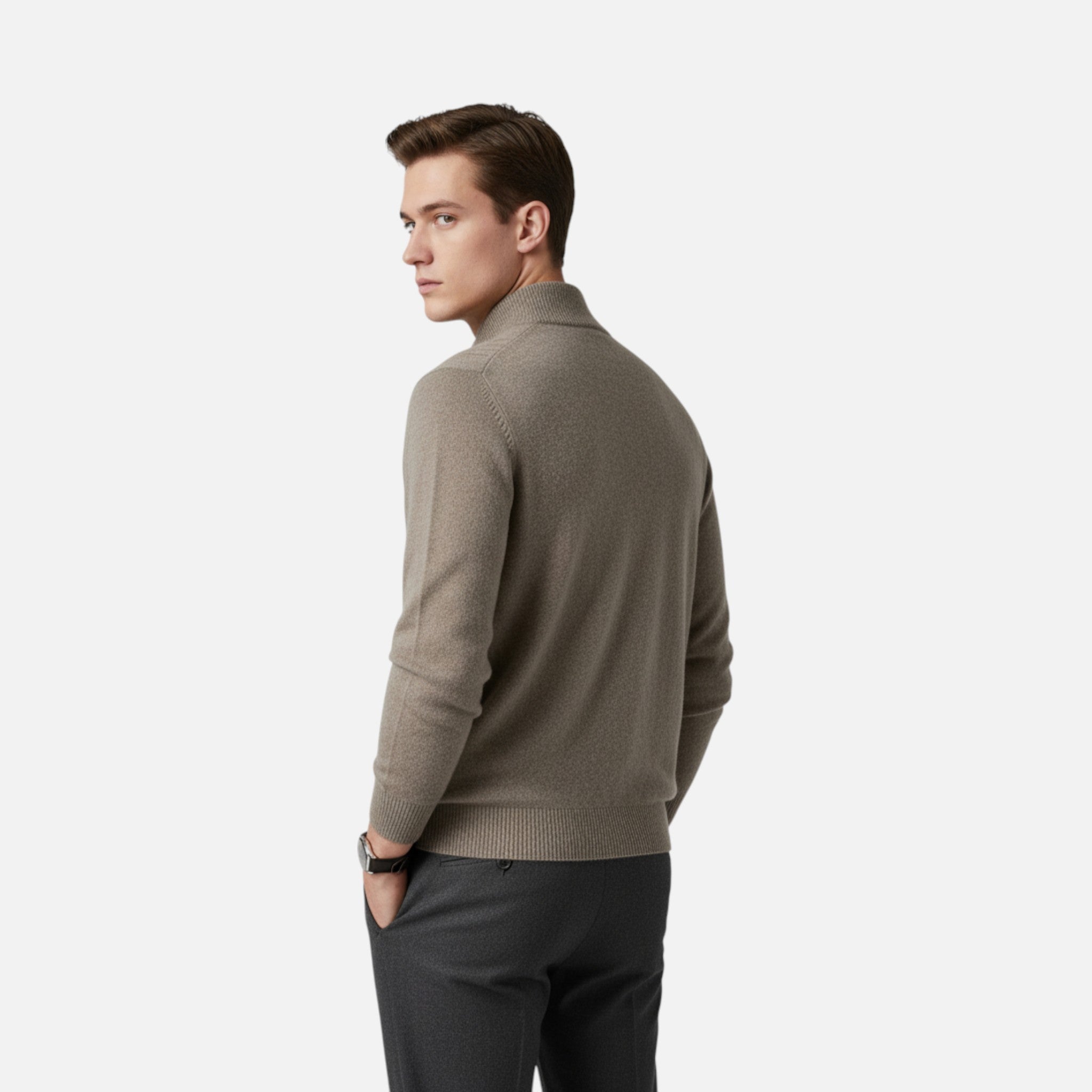 Valmonti | Men’s Sweater – Ribbed Half-Zip Elegance