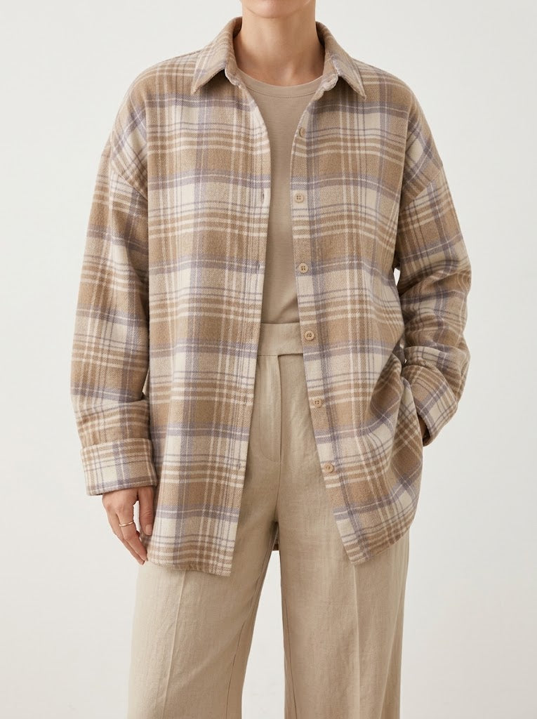 Oversized terneskjorte til kvinder – blødt lag med knapper til streetwear og afslappede dage