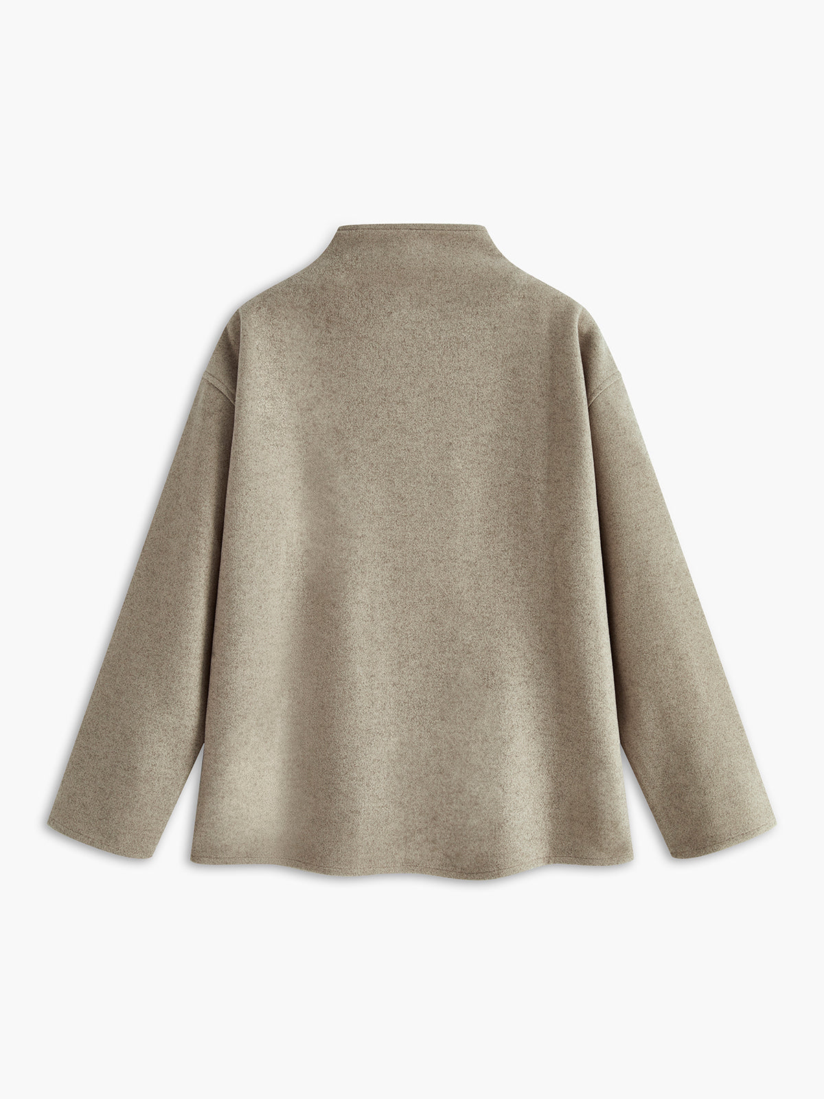 Damski oversize’owy krótki płaszcz dwurzędowy z wysoką stójką – swobodna dopasowana kurtka do eleganckich stylizacji biurowych i stylizacji smart casual na jesień i zimę