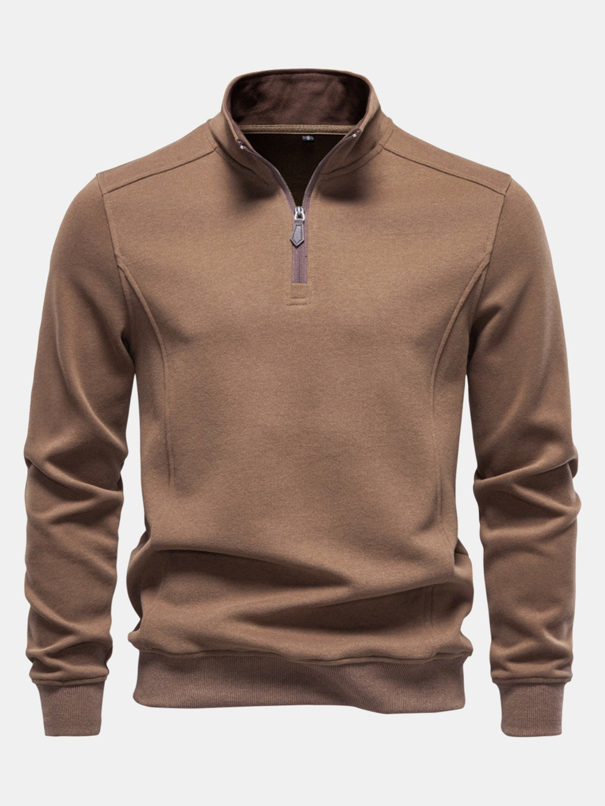 Męska bluza z mieszanki bawełny zapinana na 1/4 długości – bluza o regularnym kroju ze stójką, w stylu smart casual na jesień i zimę