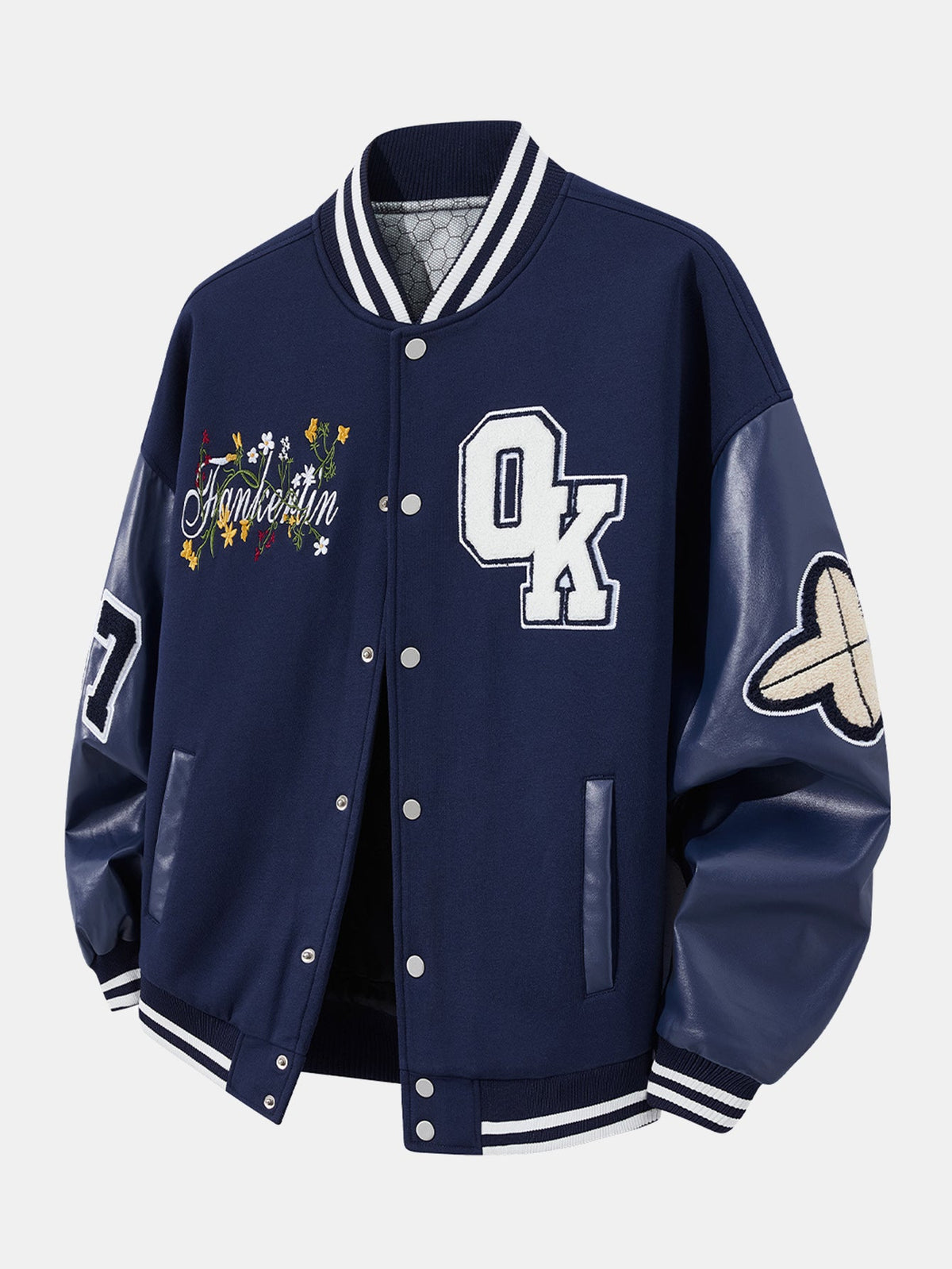 Bomberjakke til mænd med broderet varsity-design – afslappet baseballinspireret lag til streetwear, rejser, weekender, bybrug og afslappet efterårsstil