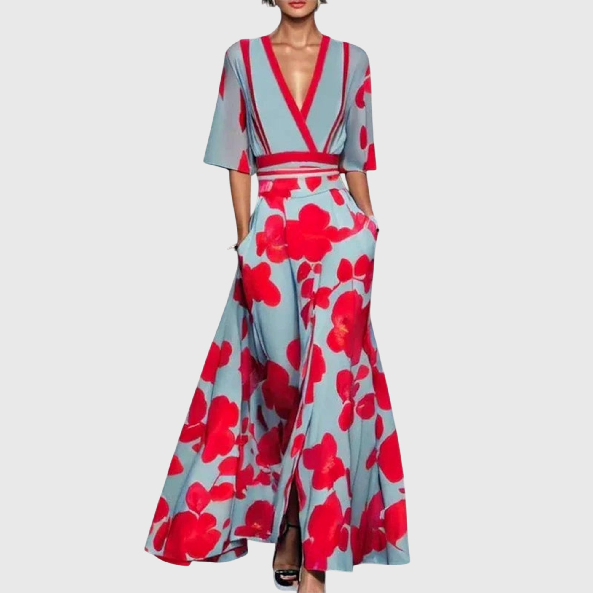 Women’s Floral Wrap Maxi Dress Elegant Occasion Style