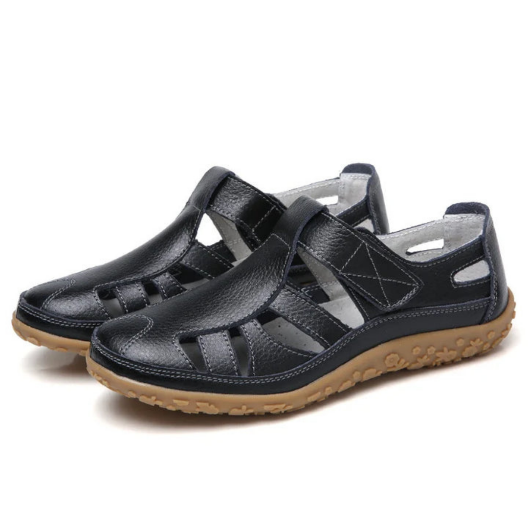 Damen-Sandalen mit geschlossener Zehenpartie und verstellbarem Riemen – Lässige Schuhe mit Aussparungen für jeden Sommertag