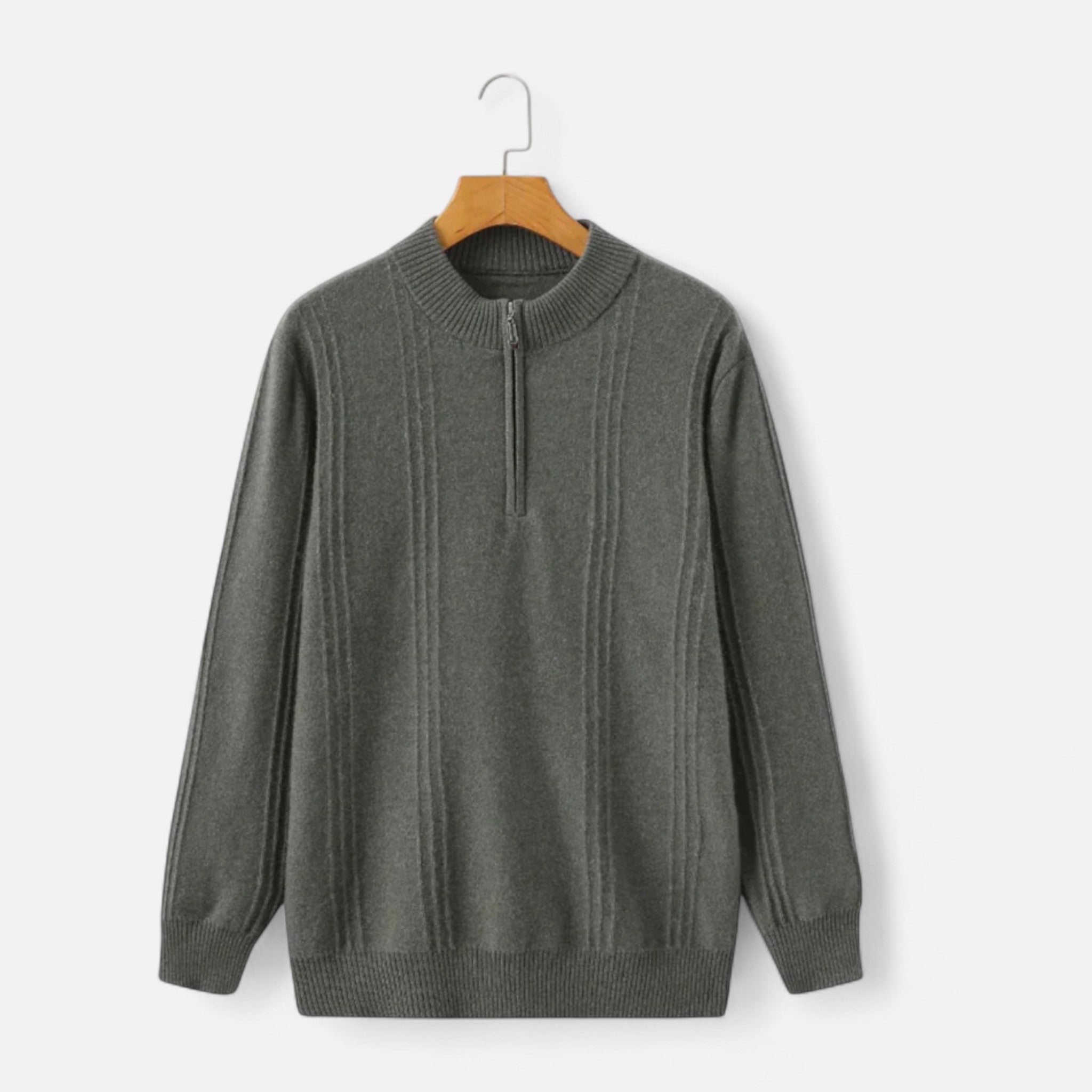 Valmonti | Men’s Sweater – Ribbed Half-Zip Elegance