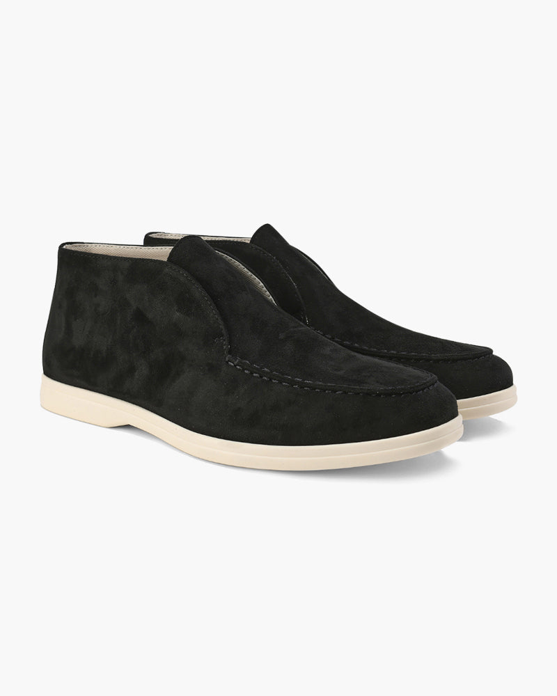 Mocasines de ante para hombre, tipo slip-on de caña alta, zapatos casuales refinados