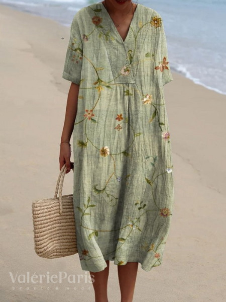 Vestido de verano floral para mujer, ligero, transpirable, fluido, cómodo, para uso diario y vacaciones