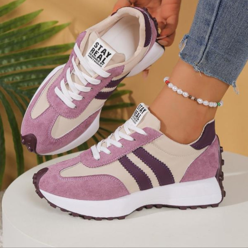 Damskie retro sneakersy na platformie do biegania zamszowe, miejskie trampki