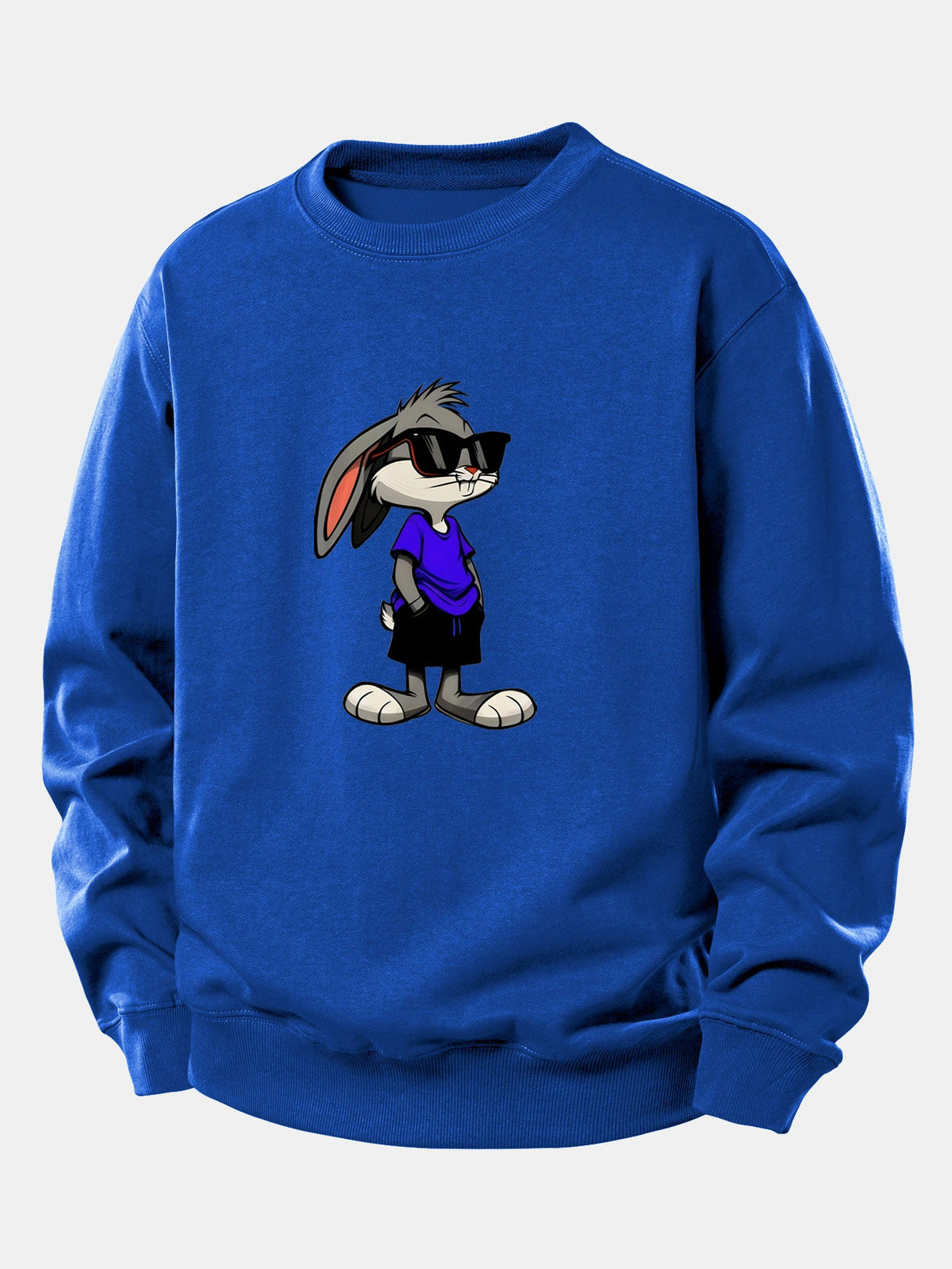 Men's Sunglasses Rabbit Graphic Sweatshirt – Relaxed Fit Cotton Blend Crew Neck Pullover with Playful Streetwear Design