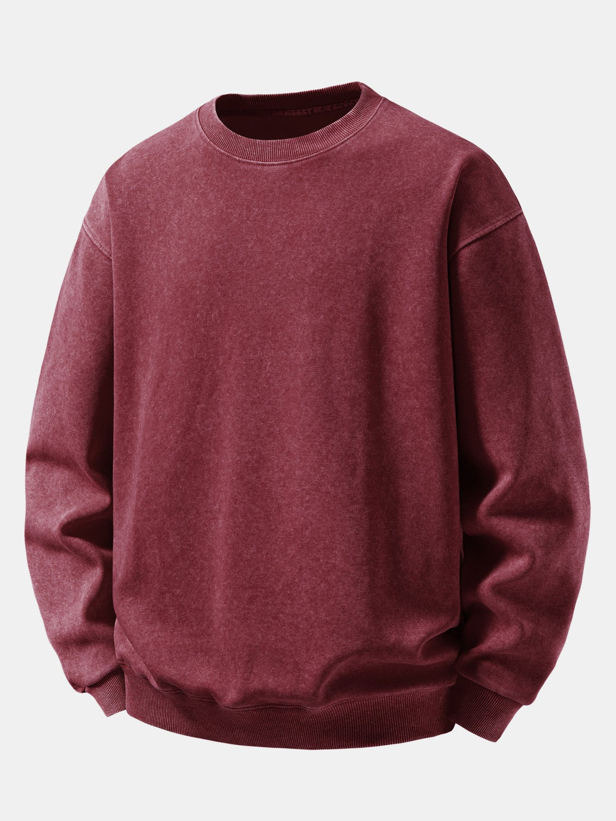 Sweat-shirt homme vintage en coton délavé à col rond - Pull décontracté, coupe ample, pour tous les jours en automne