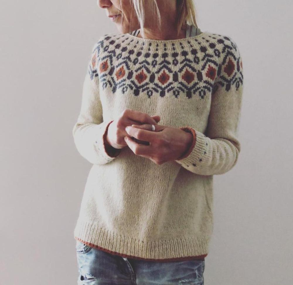 Women’s Patterned Knit Sweater – Stylish Warm Comfortable Elegant Soft Everyday Autumn Jumper