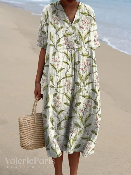 Vestido de verano floral para mujer, ligero, transpirable, fluido, cómodo, para uso diario y vacaciones