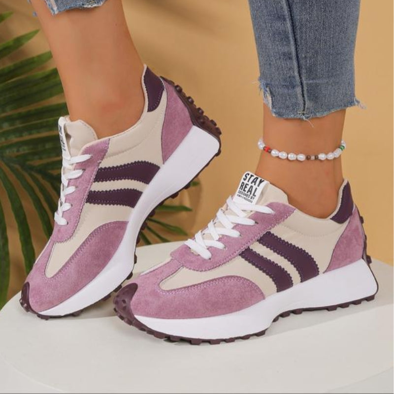 Damskie retro sneakersy na platformie do biegania zamszowe, miejskie trampki