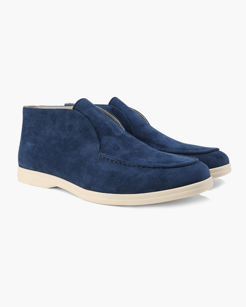 Mocasines de ante para hombre, tipo slip-on de caña alta, zapatos casuales refinados