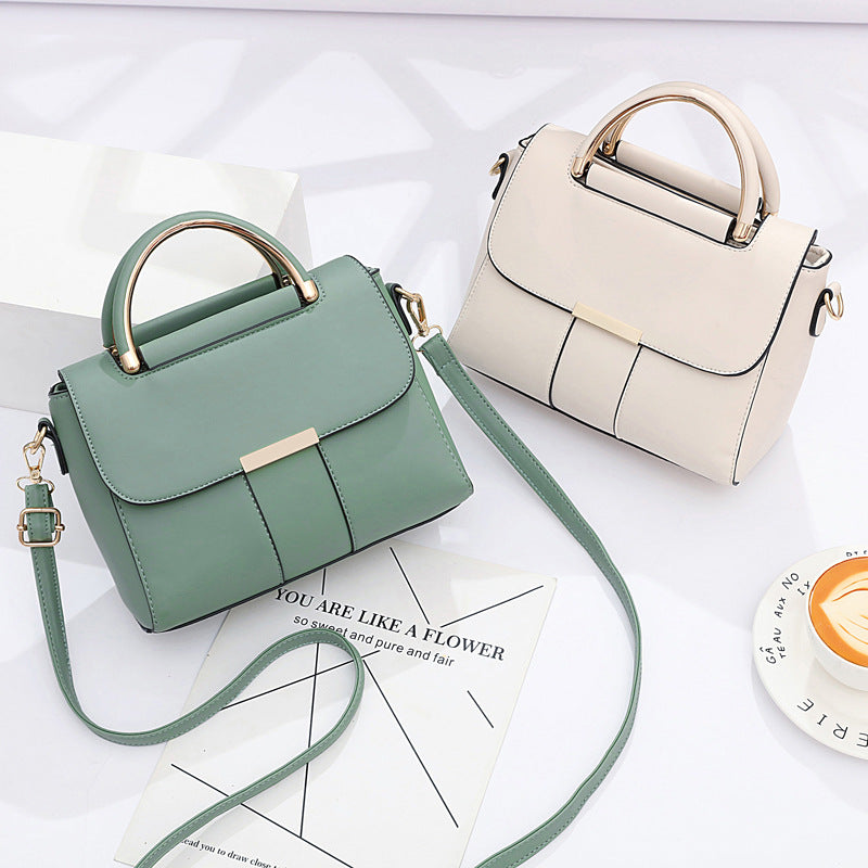 Women’s Structured Handbag Metal Handle Shoulder Strap