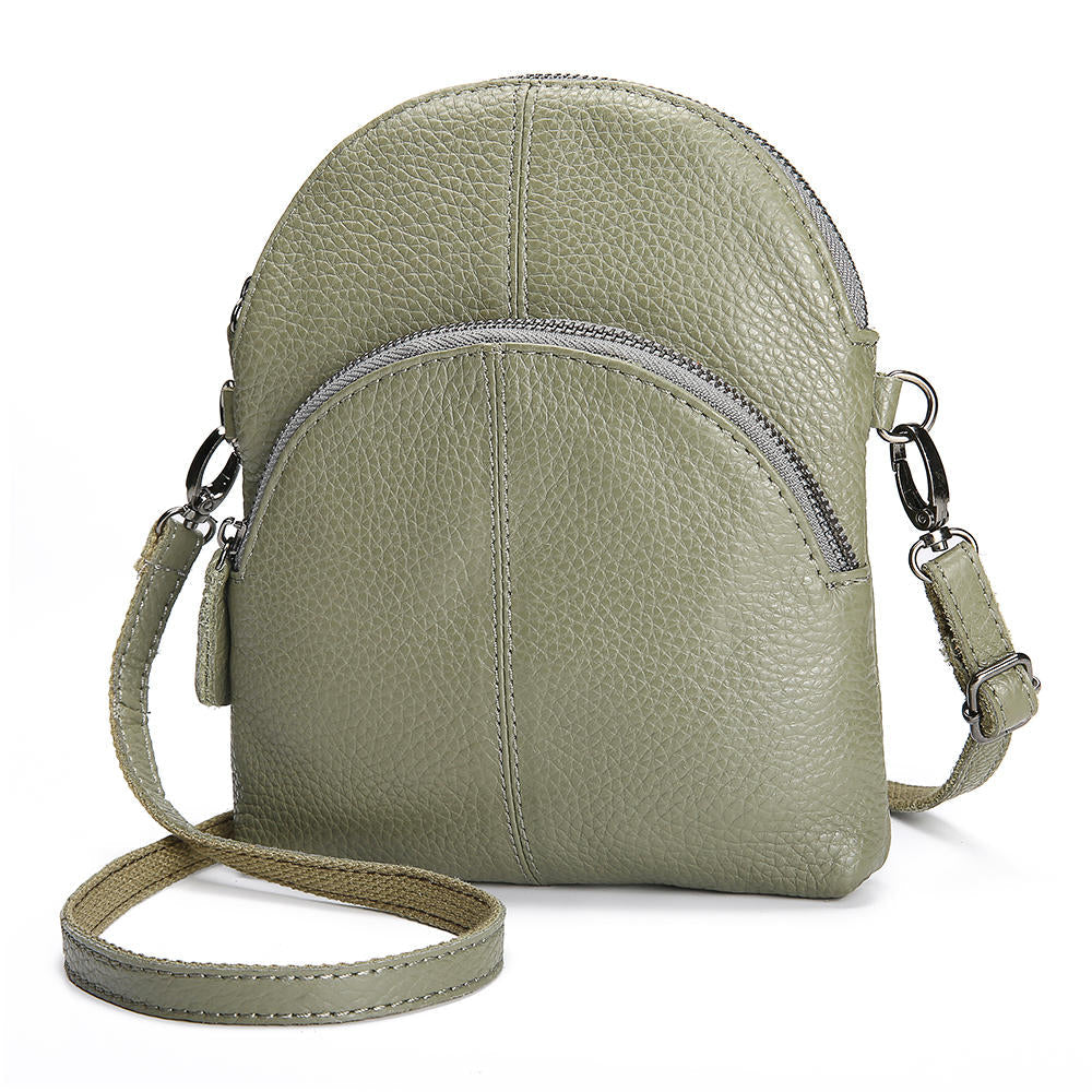 Crossbody-Handytasche aus echtem Leder für Damen – Kompakte Handtasche mit mehreren Taschen und verstellbarem Schulterriemen
