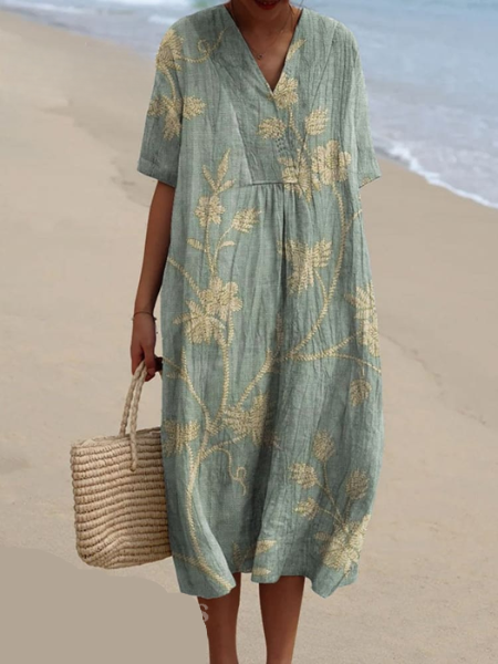 Vestido de verano floral para mujer, ligero, transpirable, fluido, cómodo, para uso diario y vacaciones