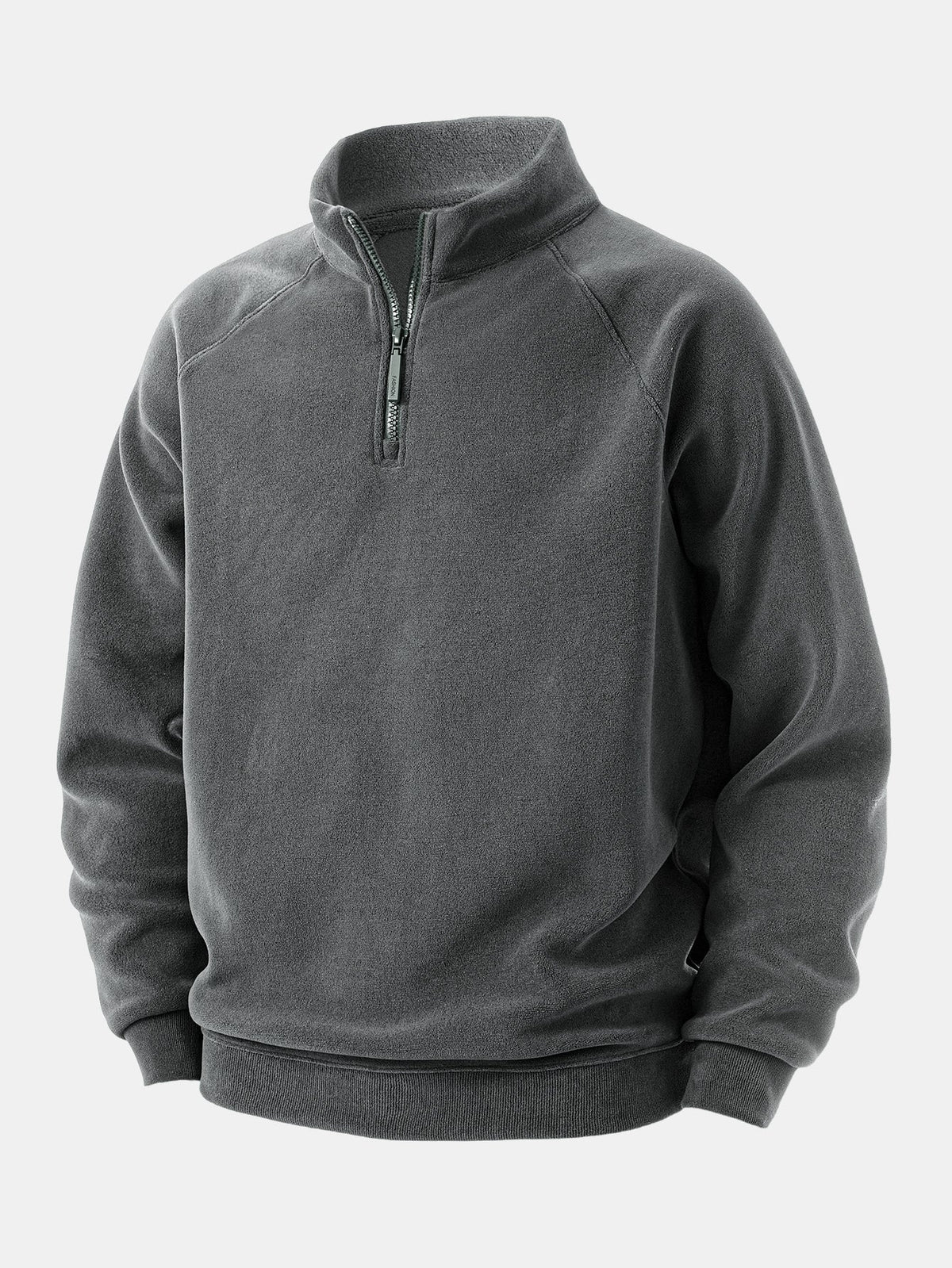 Bluză din fleece polar pentru bărbați, cu fermoar până la jumătate și guler ridicat - croială obișnuită, călduroasă, cu mâneci lungi, pentru ținute casual de toamnă și iarnă