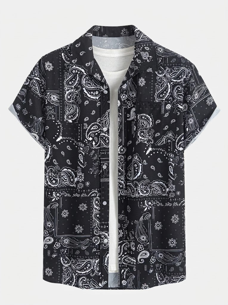 Men’s Printed Resort Shirt and Swim Shorts Set – Stretch Summer Beachwear