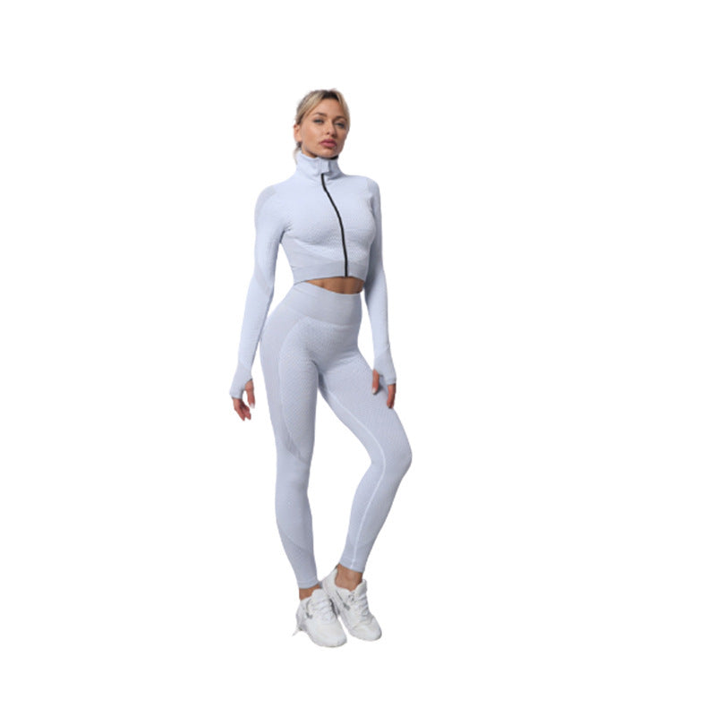 Dame tre-delt træningssæt med ribstrikket sculpt-fit