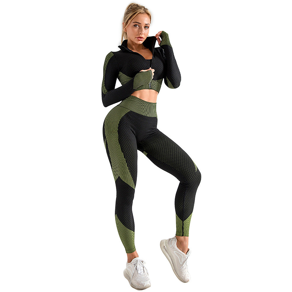 Dame tre-delt træningssæt med ribstrikket sculpt-fit