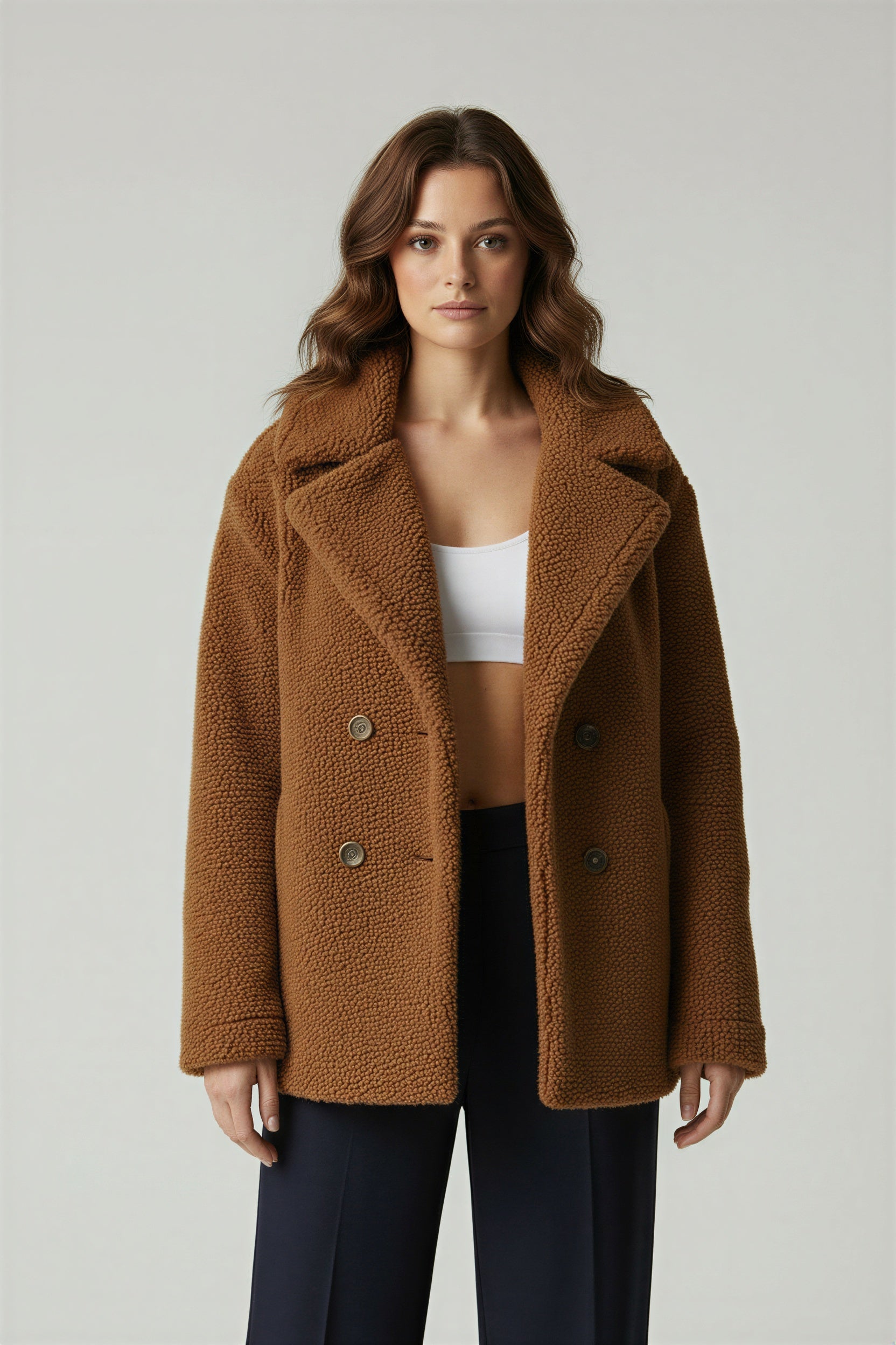 Women’s Soft Sherpa Winter Jacket – Warm Oversized Teddy Coat for Everyday Wear, Layered Looks and Comfort