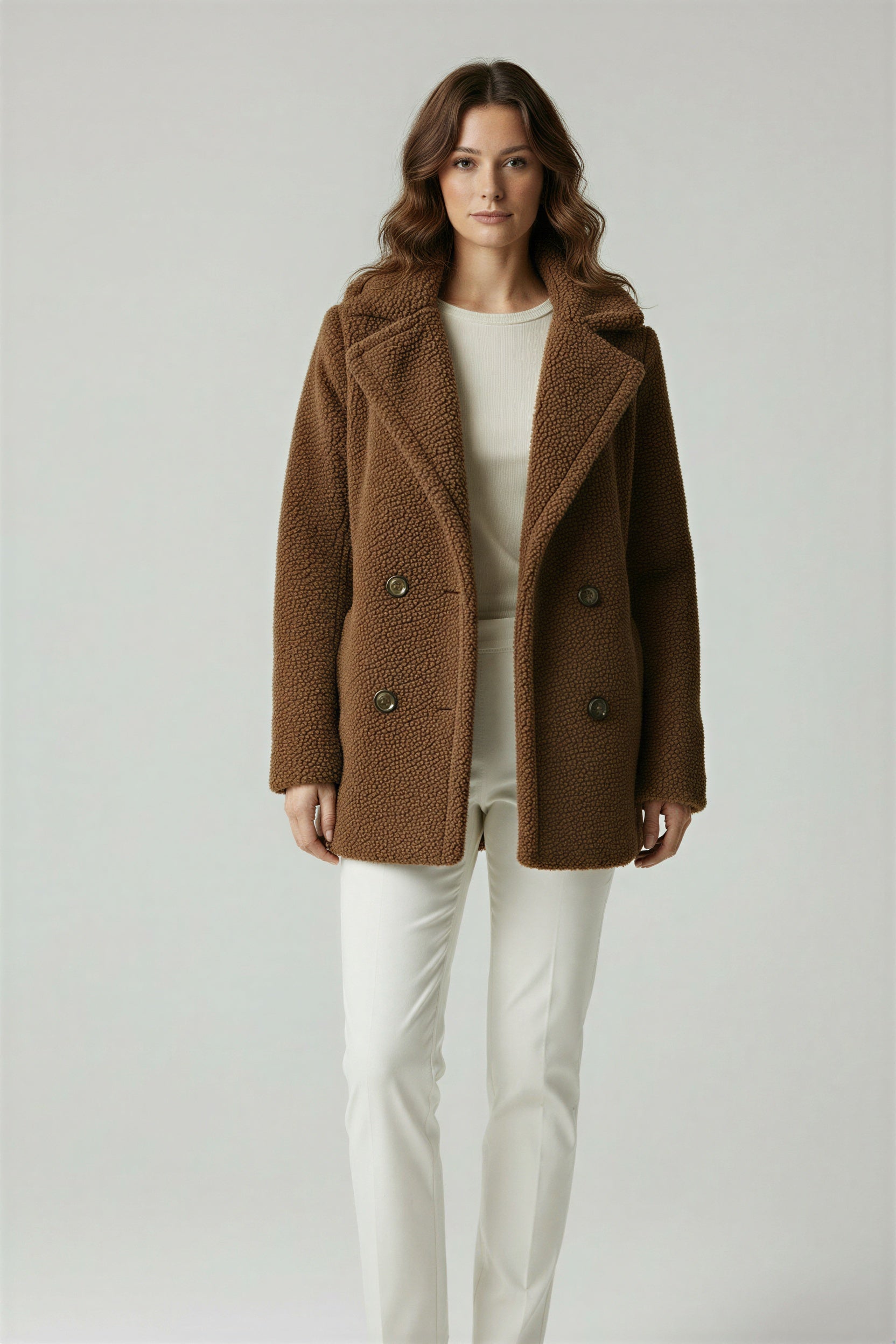 Women’s Soft Sherpa Winter Jacket – Warm Oversized Teddy Coat for Everyday Wear, Layered Looks and Comfort