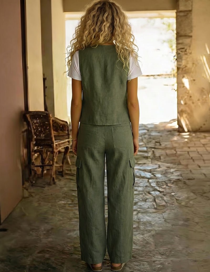 Completo con Gilet Utility da Donna e Pantaloni Cargo Larghi