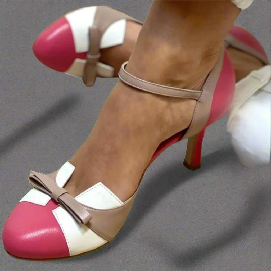 Women’s Bow Detail Mary Jane Pumps – Closed-Toe Heels for Office and Events