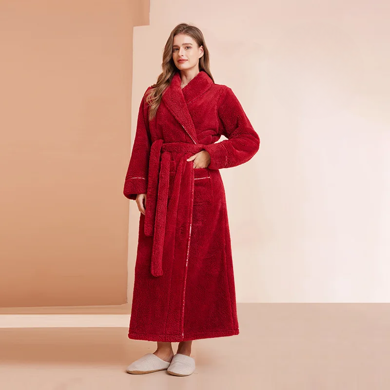 Bata de franela para mujer: bata suave con cinturón para disfrutar del confort en casa durante el invierno