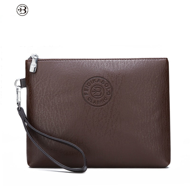 Men’s Leather Clutch Wallet Sleek Zip Business Carry Bag