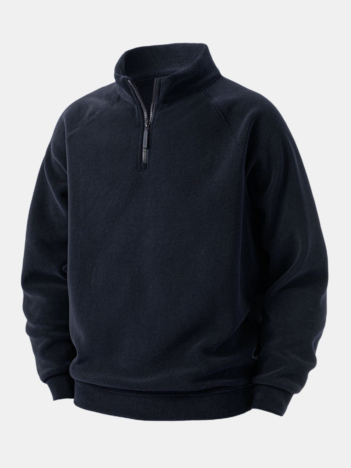 Bluză din fleece polar pentru bărbați, cu fermoar până la jumătate și guler ridicat - croială obișnuită, călduroasă, cu mâneci lungi, pentru ținute casual de toamnă și iarnă