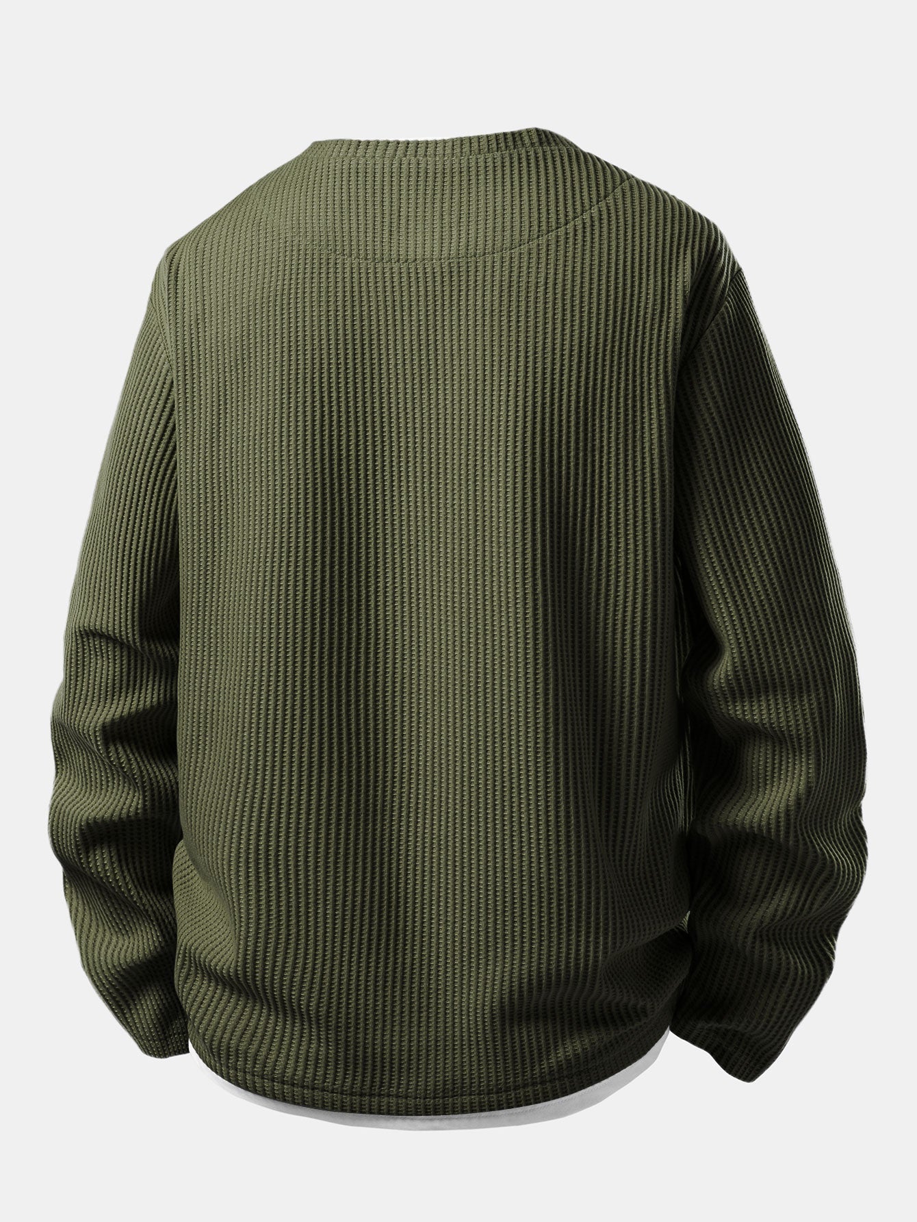 T-shirt gaufré pour homme à col tunisien avec couche intégrée – Manches longues décontractées pour les saisons intermédiaires