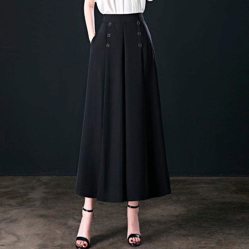 Women’s High Waisted Wide Leg Culottes with Front Pleats – Flowing Cropped Trousers for Workwear and Smart Casual Outfits