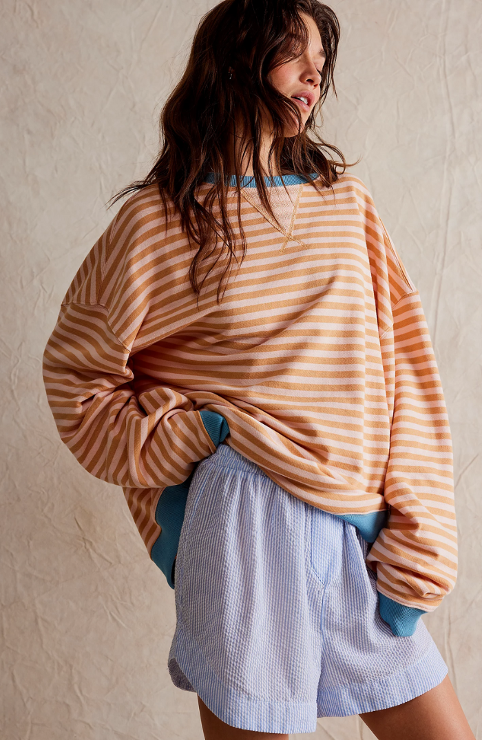 Sweat-shirt imprimé pour femme à col rond – couche légère décontractée pour le printemps, idéale au quotidien