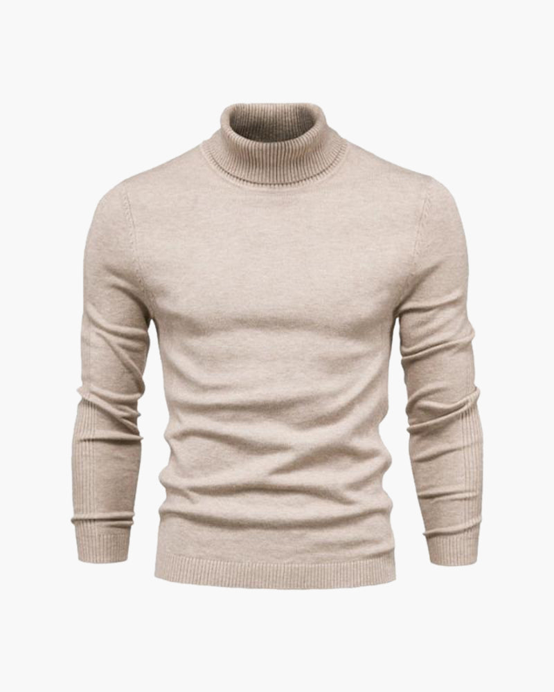 Jersey de cuello alto de punto fino para hombre, corte clásico