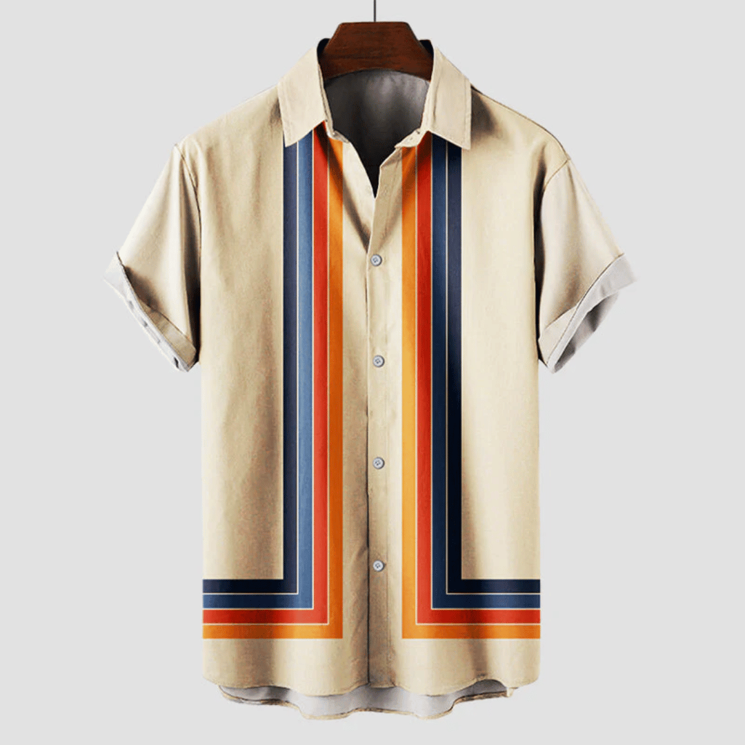 Pánská retro košile s krátkým rukávem a potiskem na léto