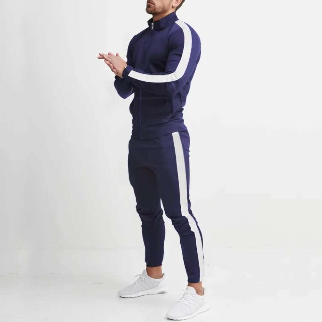 Pánská slim fit tepláková souprava – hladká sportovní bunda na zip pro aktivní i volné dny