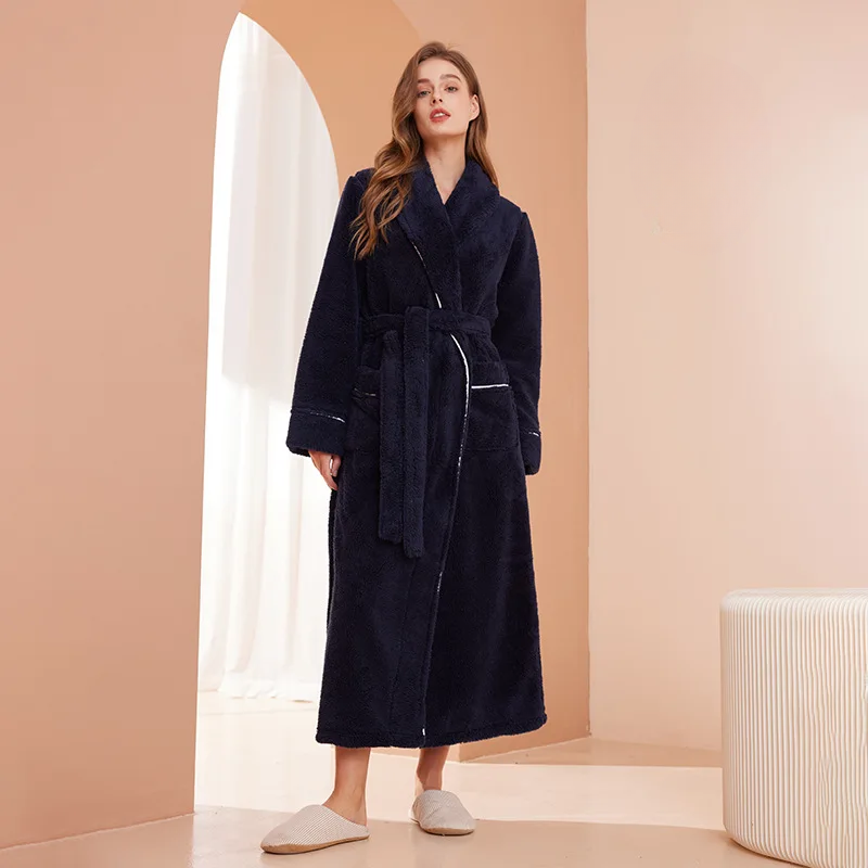 Bata de franela para mujer: bata suave con cinturón para disfrutar del confort en casa durante el invierno