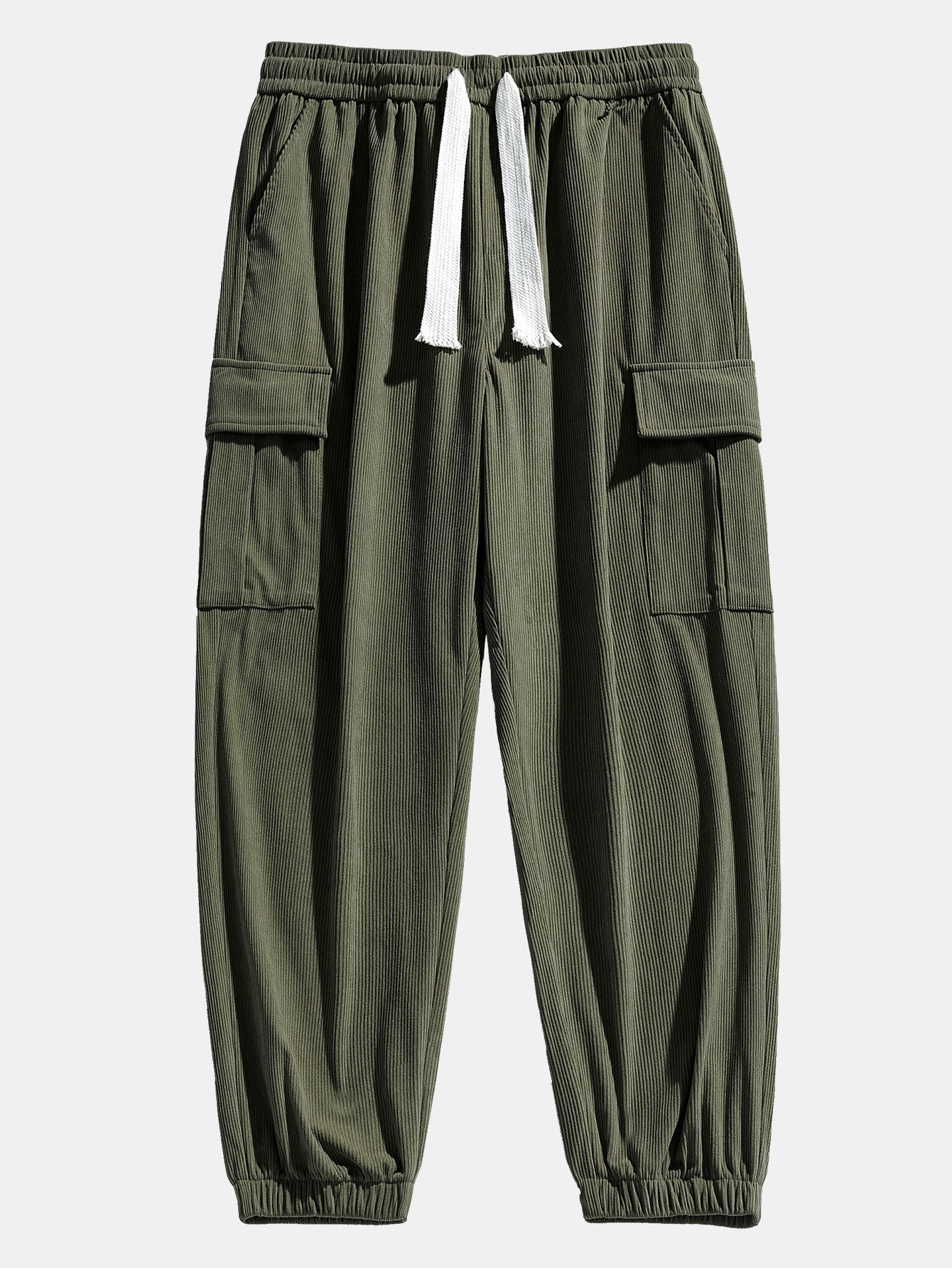 Men’s Corduroy Cargo Tracksuit – Patchwork Hoodie Set for Casual Utility Styling