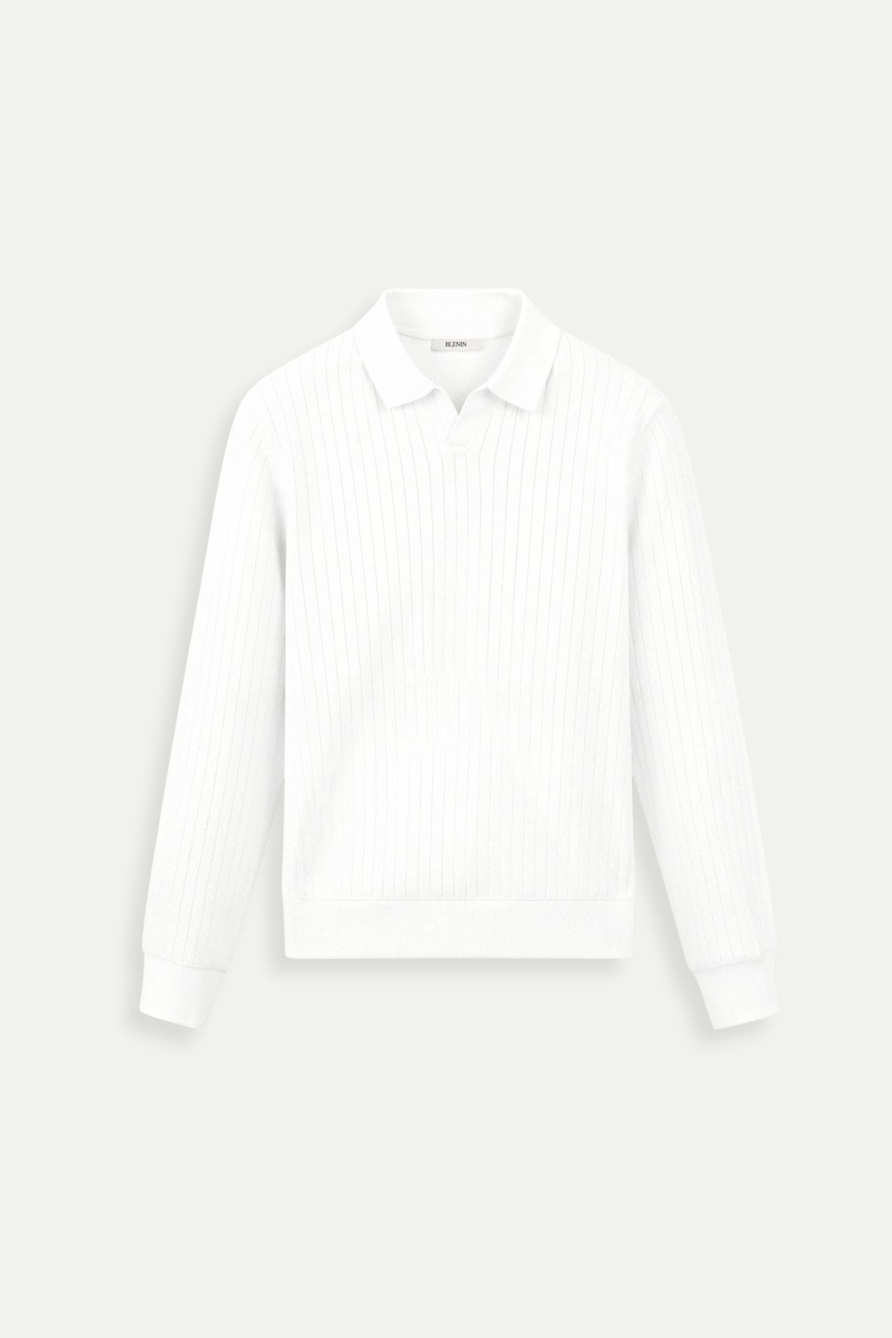 Polo a manica lunga da uomo in maglia costina, stile smart casual