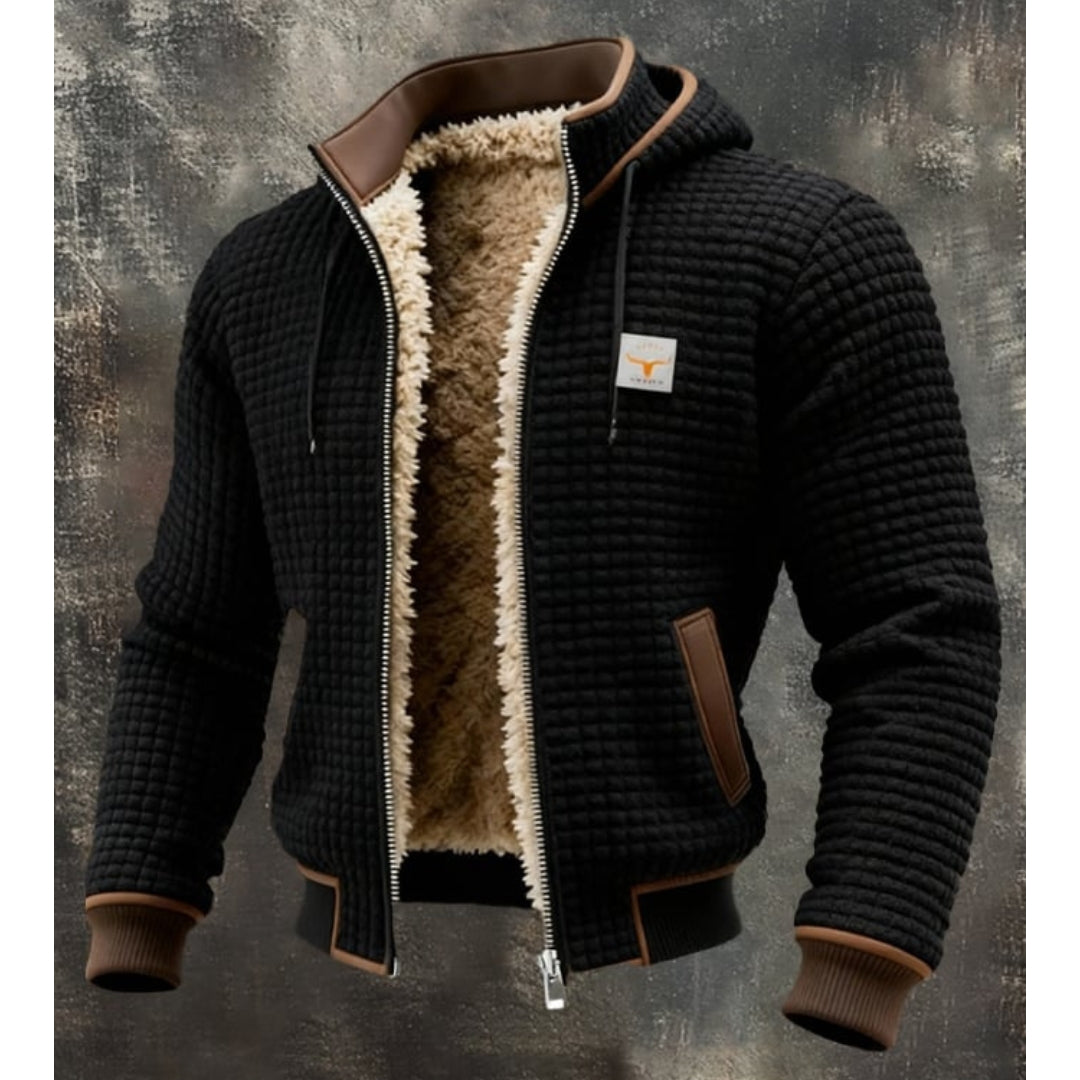 Men’s Thermal Fleece Winter Jacket – Quilted Hooded Zip-Up Coat with Sherpa Lining and Wind-Resistant Finish