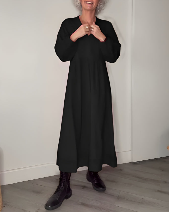 Kvinders maxi-kjole afslappet med lange ærmer og cocktail-silhuet
